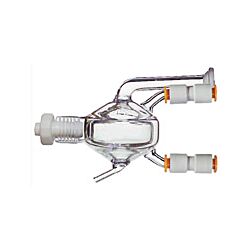 Jacketed Cinnabar Spray Chamber with Helix for STD & FD Torch, 20ml cyclonic, Borosilicate glass